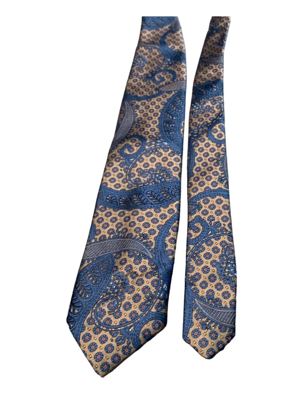 Adams Row Mens Tie Blue Paisley Pattern Necktie Made in USA